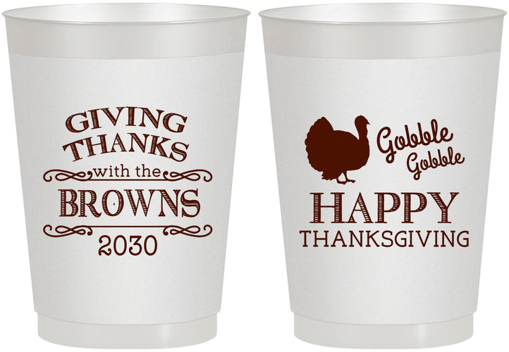 Personalized Thanksgiving 10 oz Frosted Cups - Gobble Gobble | 260022