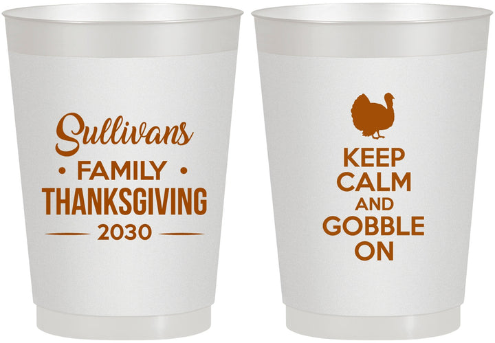 Personalized Thanksgiving 10 oz Frosted Cups - Gobble Turkey | 260024