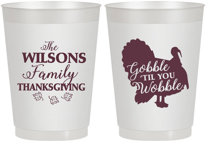 Personalized Thanksgiving 10 oz Frosted Cups - Gobble Til You Wobble | 260025