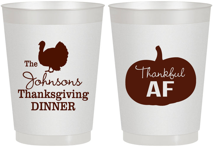 Personalized Thanksgiving 10 oz Frosted Cups - Thankful Af | 260026