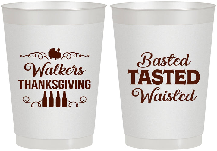 Personalized Thanksgiving 10 oz Frosted Cups - Basted Tasted Waisted | 260027