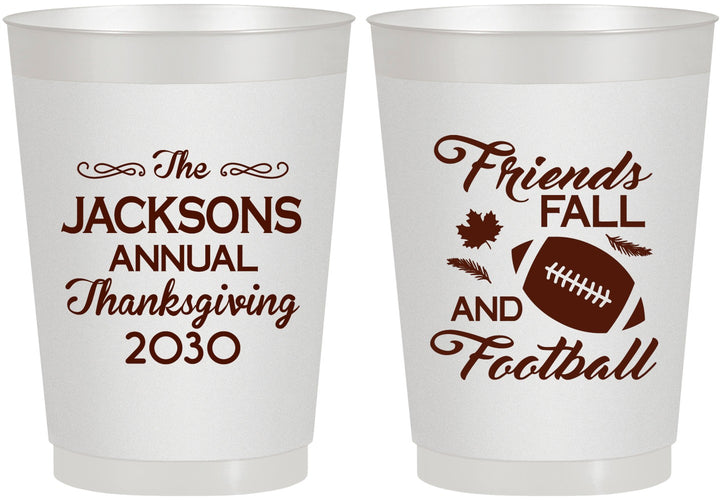 Personalized Thanksgiving 10 oz Frosted Cups - Football | 260031
