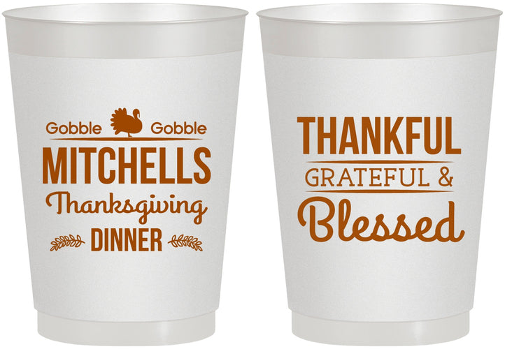 Personalized Thanksgiving 10 oz Frosted Cups - Thankful Blessed | 260032