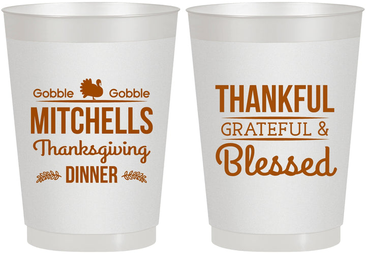 Personalized Thanksgiving 10 oz Frosted Cups - Thankful Blessed | 260032
