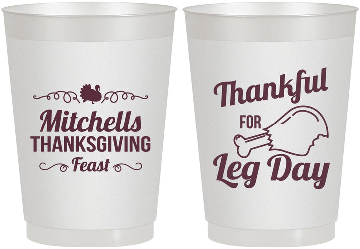 Personalized Thanksgiving 10 oz Frosted Cups - Leg Day | 260033