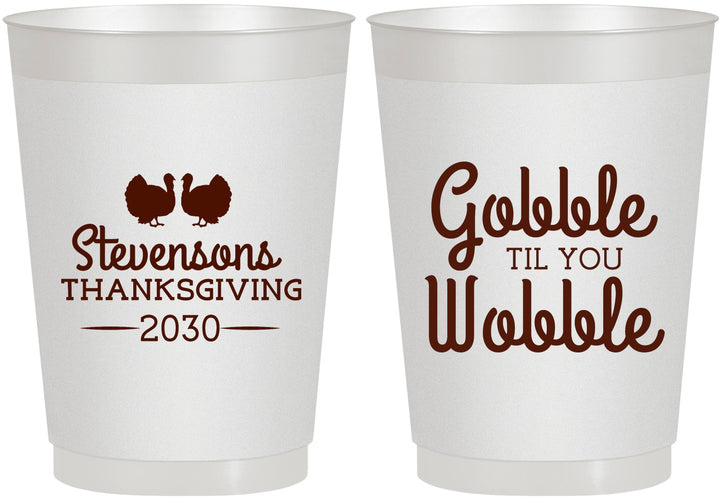 Personalized Thanksgiving 10 oz Frosted Cups - Gobble Til You Wobble | 260034