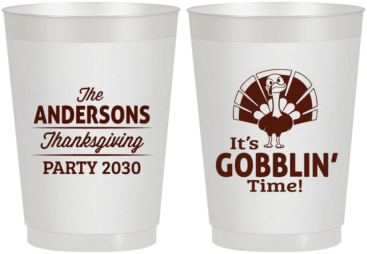 Personalized Thanksgiving 10 oz Frosted Cups - Turkey Gobblin | 260035