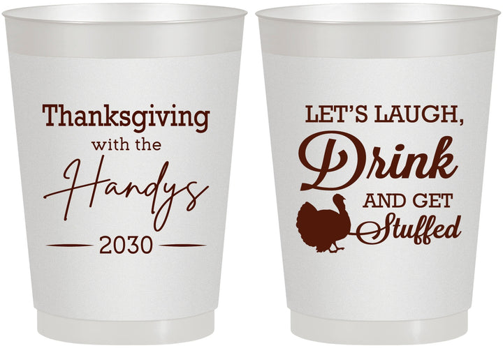 Personalized Thanksgiving 10 oz Frosted Cups - Turkey Stuffed | 260038