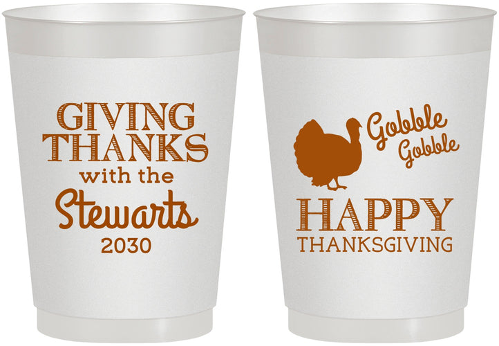 Personalized Thanksgiving 10 oz Frosted Cups - Gobble Gobble | 260040