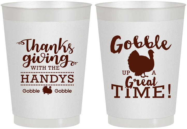 Personalized Thanksgiving 10 oz Frosted Cups - Turkey Gobble | 260043