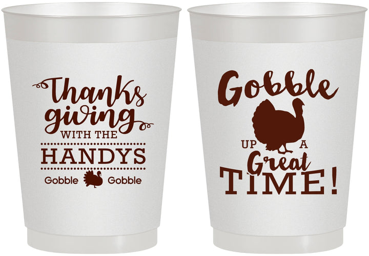 Personalized Thanksgiving 10 oz Frosted Cups - Turkey Gobble | 260043