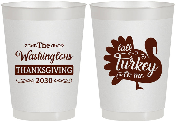 Personalized Thanksgiving 10 oz Frosted Cups - Talk Turkey To Me | 260046