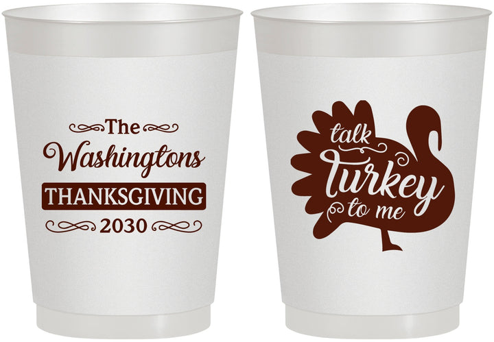 Personalized Thanksgiving 10 oz Frosted Cups - Talk Turkey To Me | 260046