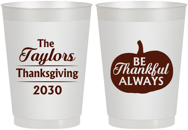Personalized Thanksgiving 10 oz Frosted Cups - Pumpkin Thankful | 260047