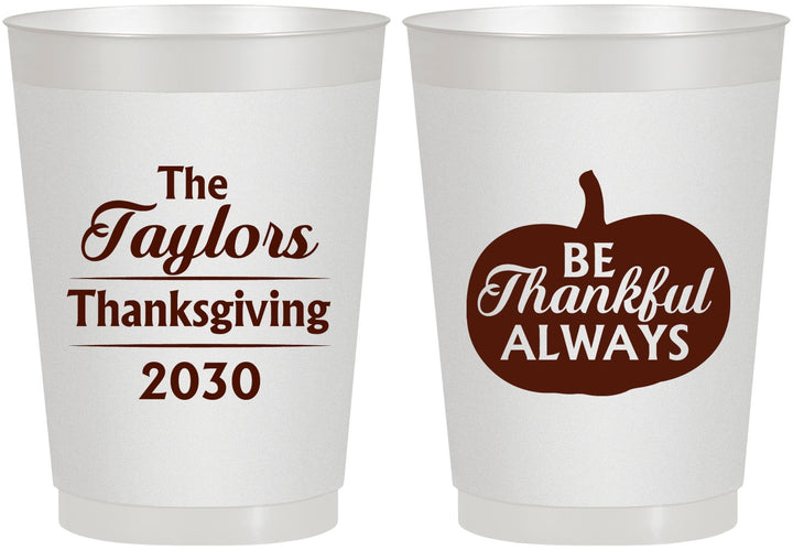 Personalized Thanksgiving 10 oz Frosted Cups - Pumpkin Thankful | 260047