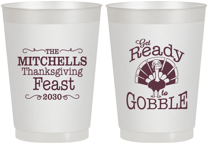 Personalized Thanksgiving 10 oz Frosted Cups - Turkey Gobble | 260049