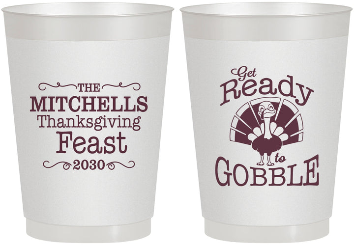 Personalized Thanksgiving 10 oz Frosted Cups - Turkey Gobble | 260049