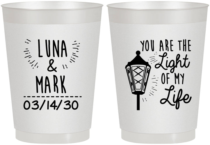 Personalized Wedding 10 oz Frosted Cups - You Are The Light Of My Life | 261