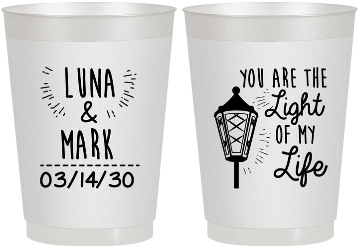 Personalized Wedding 10 oz Frosted Cups - You Are The Light Of My Life | 261
