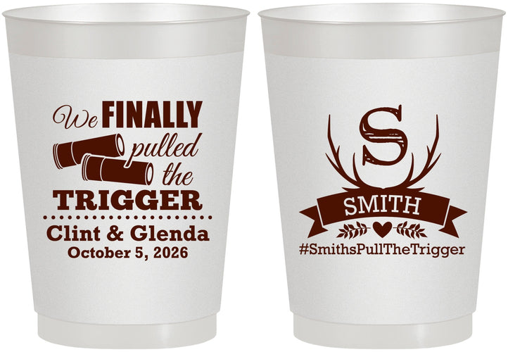 Personalized Wedding 10 oz Frosted Cups - Finally Pull The Trigger | 264