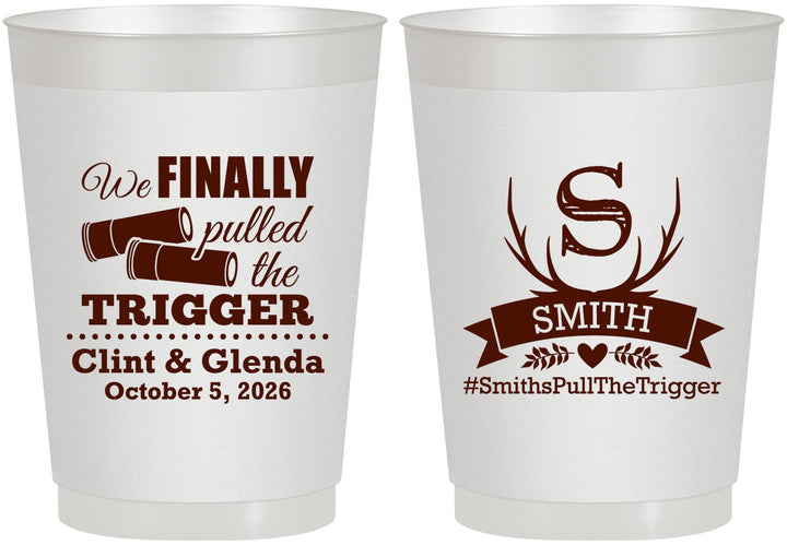 Personalized Wedding 10 oz Frosted Cups - Finally Pull The Trigger | 264