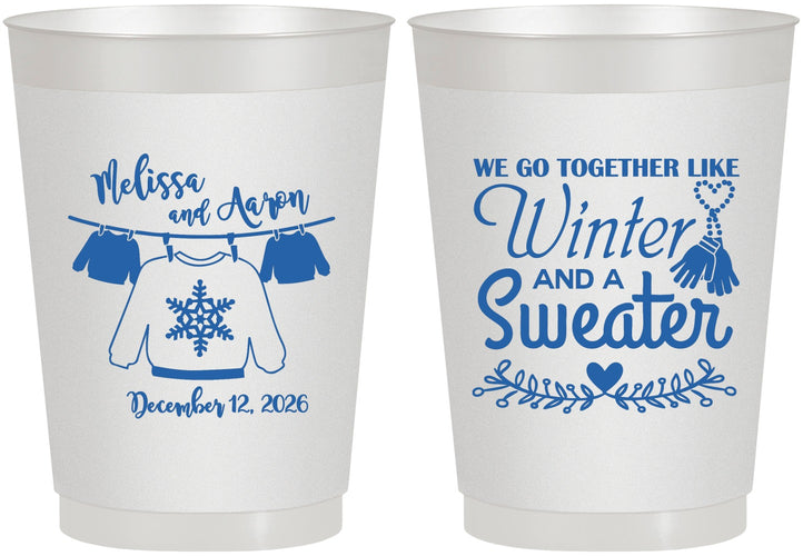 Personalized Wedding 10 oz Frosted Cups - Christmas Sweater | 265