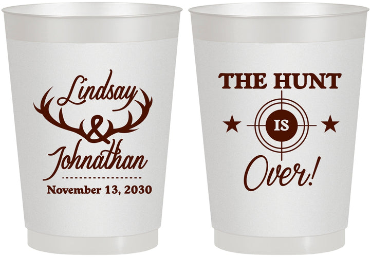 Personalized Wedding 10 oz Frosted Cups - The Hunt Is Over | 266