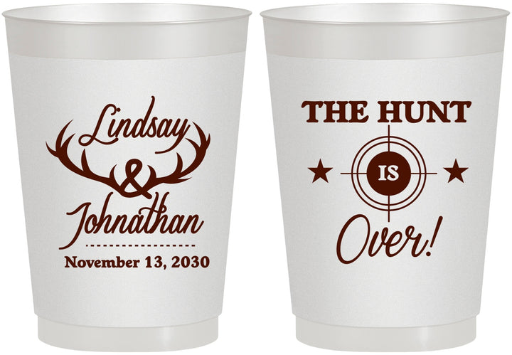 Personalized Wedding 10 oz Frosted Cups - The Hunt Is Over | 266