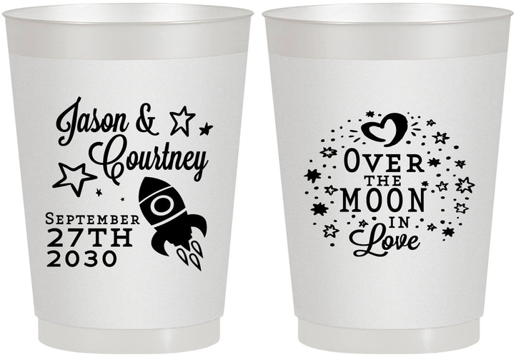Personalized Wedding 10 oz Frosted Cups - Over The Moon In Love | 267