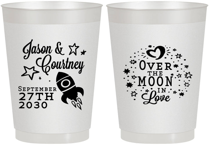 Personalized Wedding 10 oz Frosted Cups - Over The Moon In Love | 267