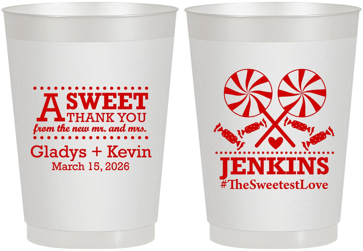 Personalized Wedding 10 oz Frosted Cups - Sweet Thank You | 269