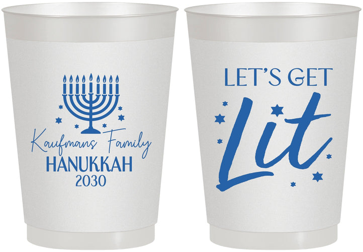 Personalized Hanukkah 10 oz Frosted Cups - Lets Get Lit | 270020