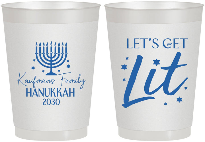 Personalized Hanukkah 10 oz Frosted Cups - Lets Get Lit | 270020