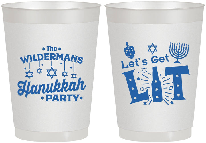 Personalized Hanukkah 10 oz Frosted Cups - Lets Get Lit | 270022