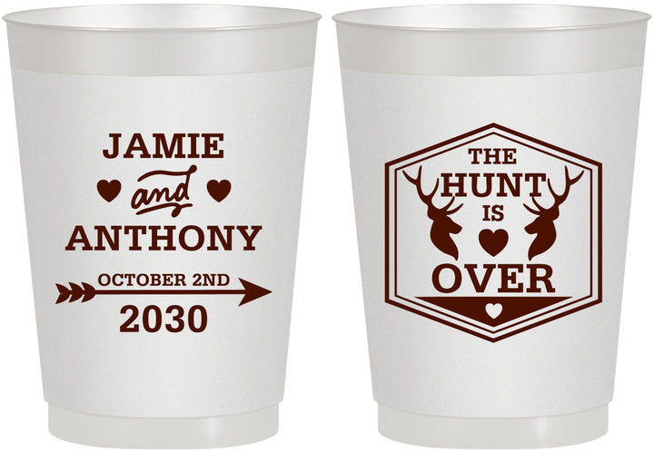 Personalized Wedding 10 oz Frosted Cups - The Hunt Is Over | 272