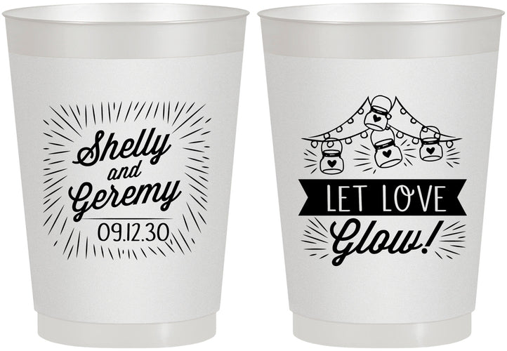 Personalized Wedding 10 oz Frosted Cups - Let Love Glow | 273