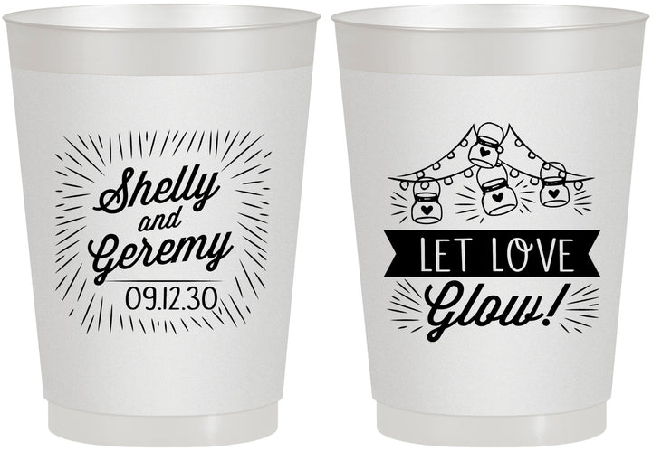 Personalized Wedding 10 oz Frosted Cups - Let Love Glow | 273