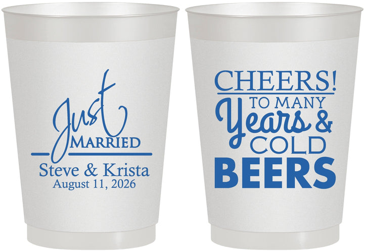 Personalized Wedding 10 oz Frosted Cups - Cheers Years Cold Beers | 274