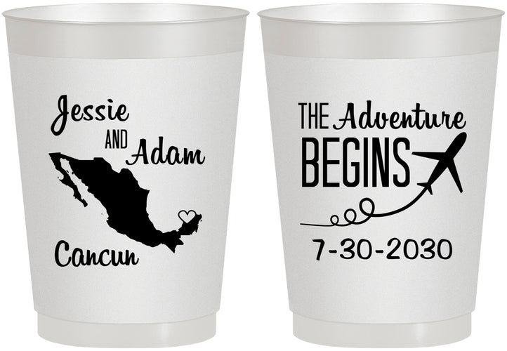 Personalized Wedding 10 oz Frosted Cups - The Adventure Begins | 275