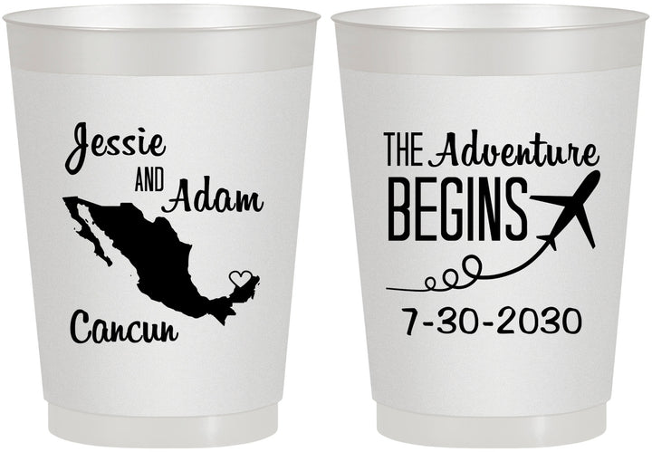 Personalized Wedding 10 oz Frosted Cups - The Adventure Begins | 275