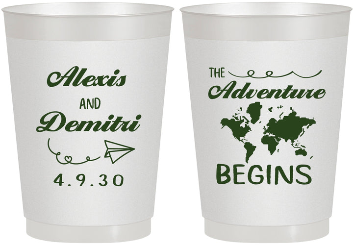 Personalized Wedding 10 oz Frosted Cups - The Adventure Begins | 276