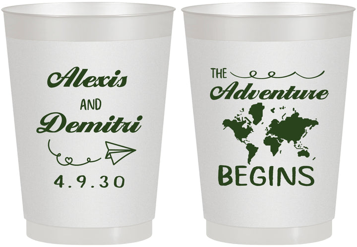 Personalized Wedding 10 oz Frosted Cups - The Adventure Begins | 276