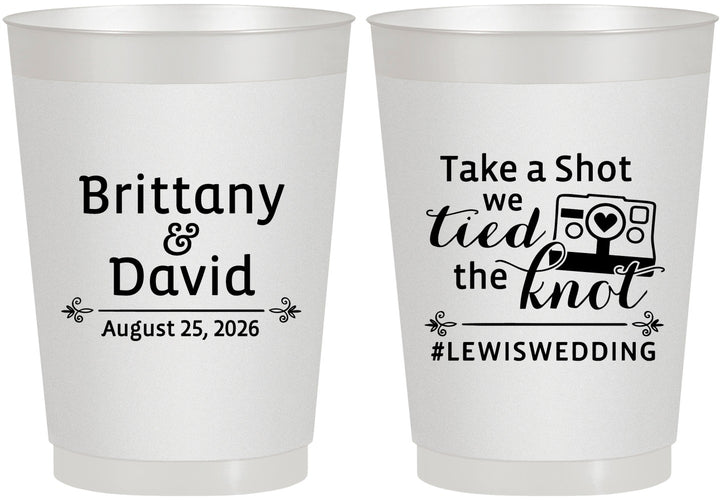 Personalized Wedding 10 oz Frosted Cups - Take A Shot We Tied The Knot | 277