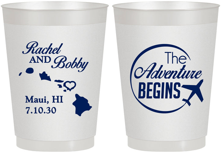Personalized Wedding 10 oz Frosted Cups - The Adventure Begins | 278