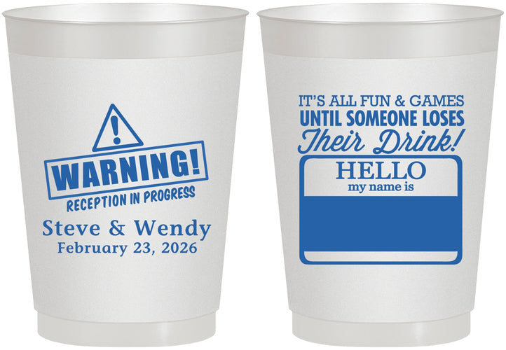 Personalized Wedding 10 oz Frosted Cups - Hello My Name Is | 280