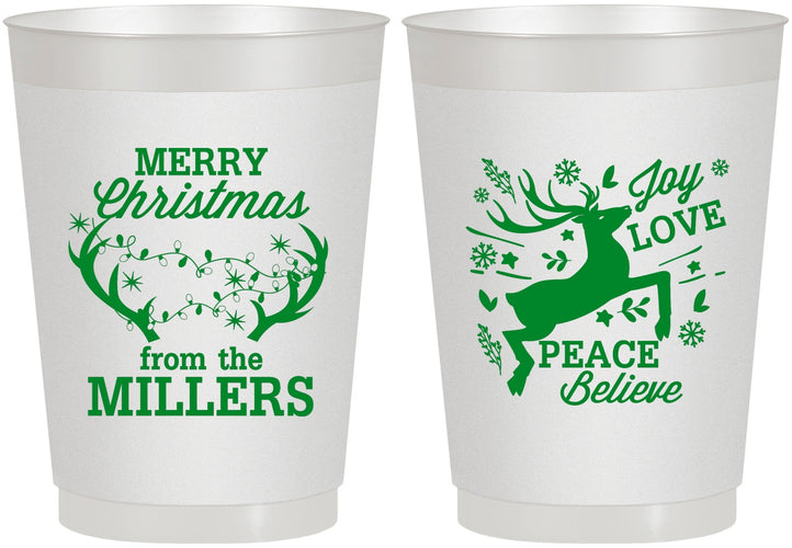 Personalized Christmas 10 oz Frosted Cups - Reindeer | 280003