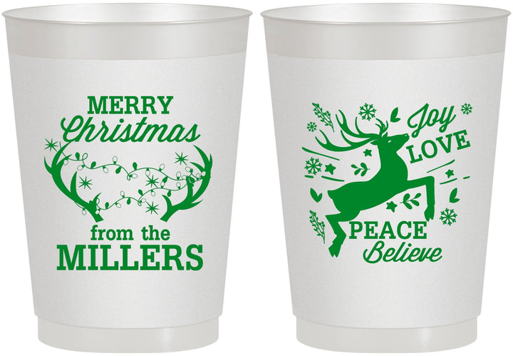 Personalized Christmas 10 oz Frosted Cups - Reindeer | 280003