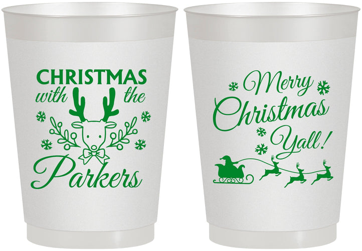 Personalized Christmas 10 oz Frosted Cups - Reindeer | 280005