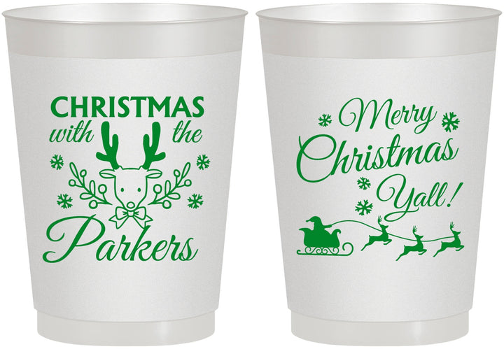 Personalized Christmas 10 oz Frosted Cups - Reindeer | 280005