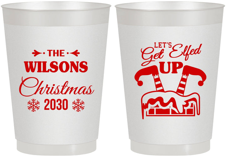 Personalized Christmas 10 oz Frosted Cups - Lets Get Elfed Up | 280006
